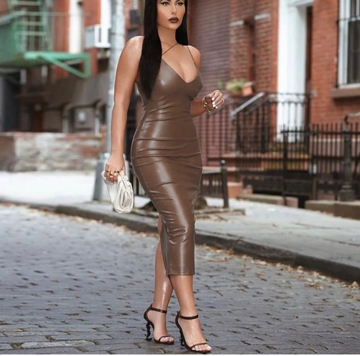 chinese dress ladies Lila Burgundy Faux Leather Plunge-Neck Maxi Dress With Split – Club L  London