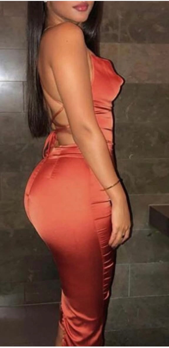 Women’s Coral Satin Bodycon Dress – Backless Cowl Neck Spaghetti Strap Midi Dress